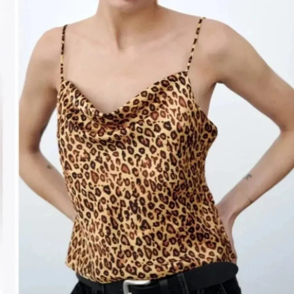 Zara Cropped Leopard Print Camisole,‎ Size Small - Picture 4 of 11